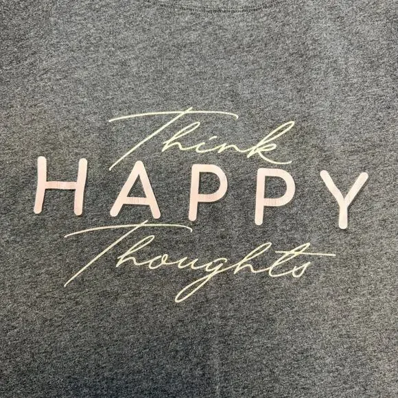 Fleurish Womens T Shirt Top Think Happy Thoughts Graphic Print Short Sleeve 4X - Picture 2 of 6